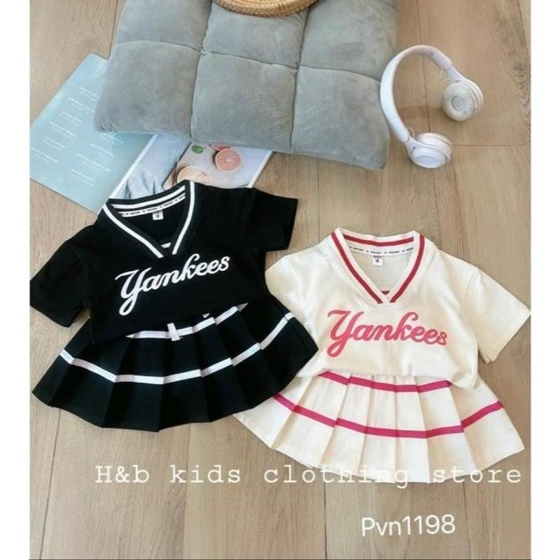 SET VÁY XẾP LY YANKEES, VÁY THỜI TRANG CÓ LÓT QUẦN CHO BÉ GÁI 9-35KG. 6