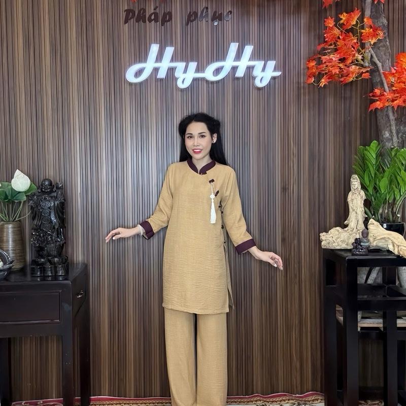 Tâm Giao - Bộ Pháp Phục Lễ Chùa Nữ Bigsize Cổ Tàu Thanh Lịch Trang Nhã-HyHy 0
