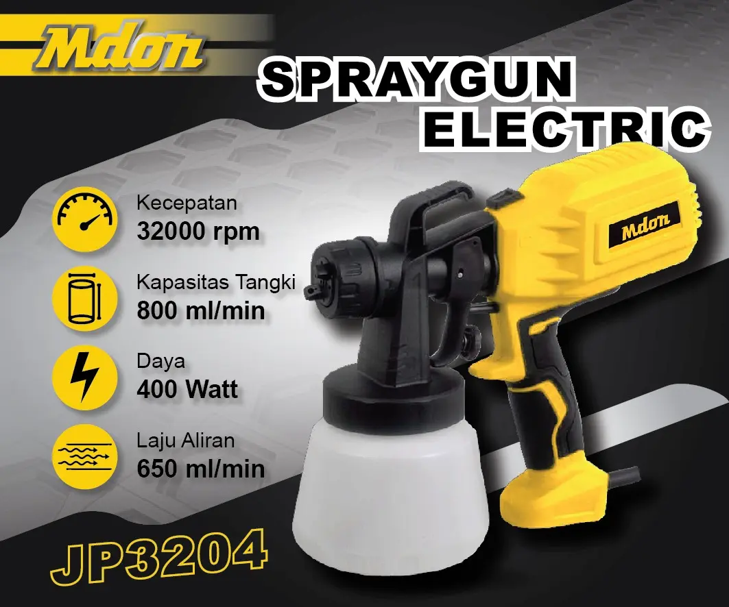 Semprotan cat listrik Nozzle plastik  Spraygun Electric MDON JP3204