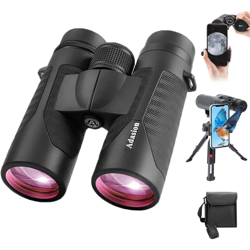 Ống nhòm HD, 12x42, Dành cho người lớn, Công suất cao, với bộ chuyển đổi điện thoại và Tripod, Siêu sáng, Không thấm nước, Thích hợp để ngắm chim, Chuyến tàu du lịch, Đi bộ đường dài, Du lịch thể thao 0