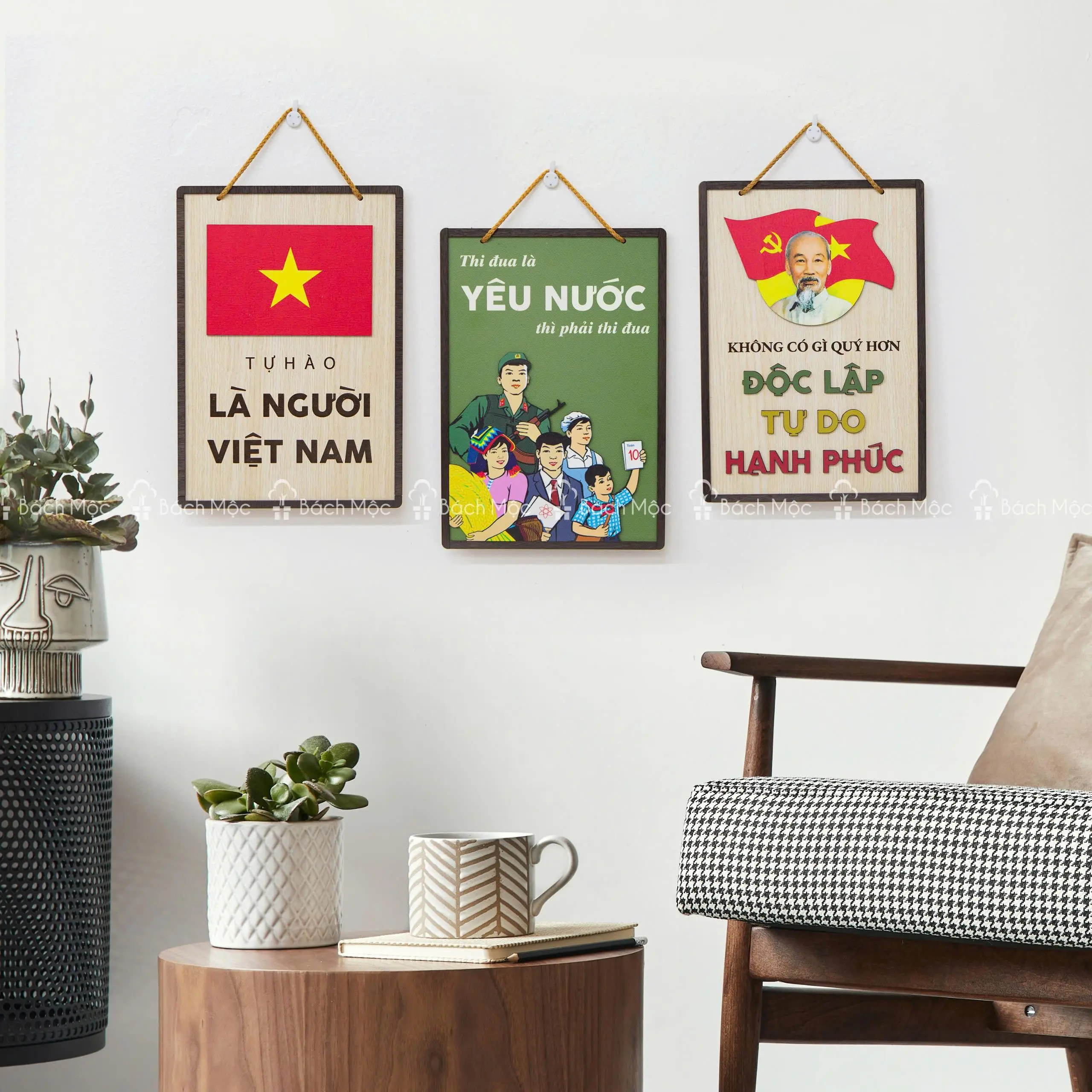 [2 size 28cm 38cm] Bảng gỗ chủ đề Việt Nam size 28 38 58cm trang trí treo tường nhà, văn phòng, công ty, cửa hàng