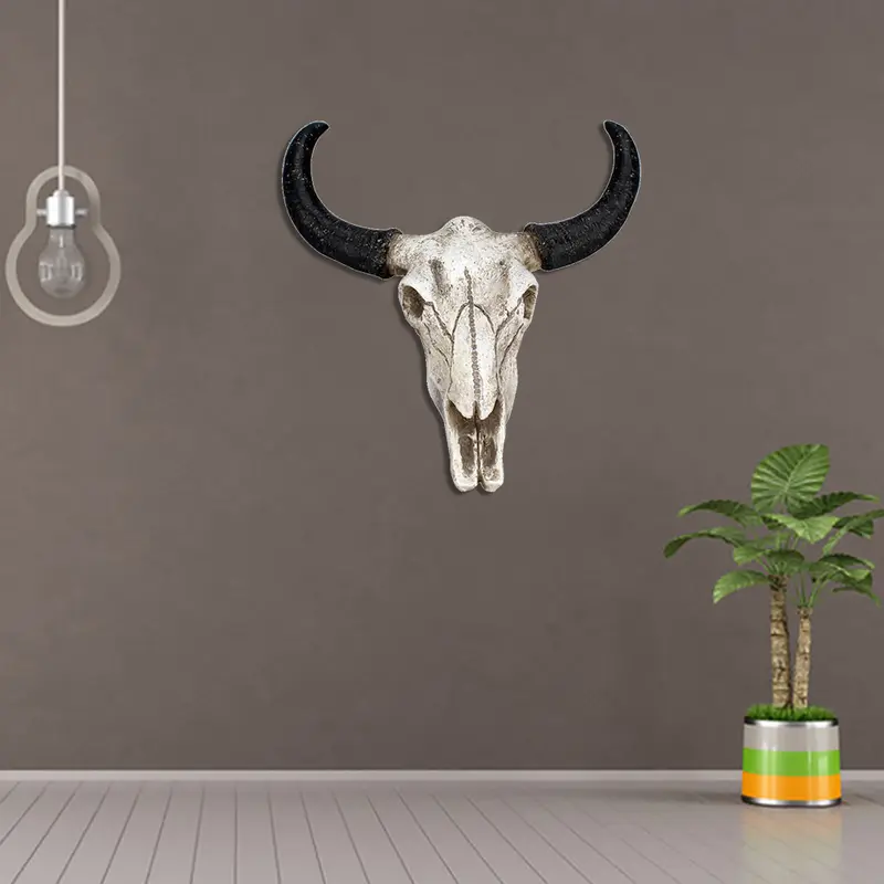 Sừng Đầu Lâu Bò Giả Bằng Nhựa, Vật Trang Trí Treo Tường, Đồ Thủ Công, Trang Trí Quán Bar Và Nhà Hàng 1