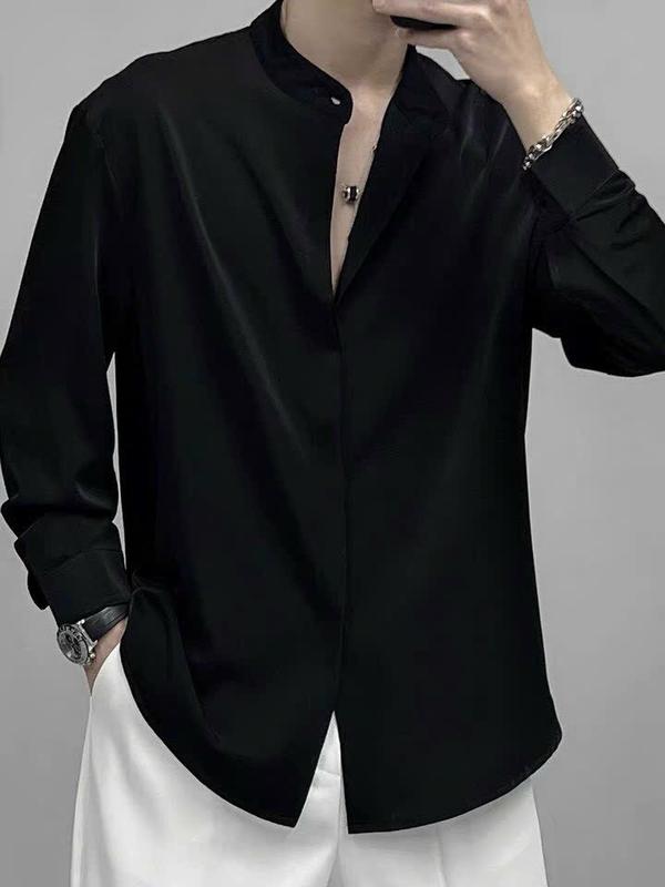 CÓ BIG SIZE ĐẾN 95KG Áo sơ mi Dài Tay Nam Nữ form rộng cổ Ngắn cổ trụ cổ tàu phong cách kiểu cổ tàu chất lụa đẹp trẻ trung thời trang Unisex Menswear đỏ Cổ Tròn - Tết - Xmas