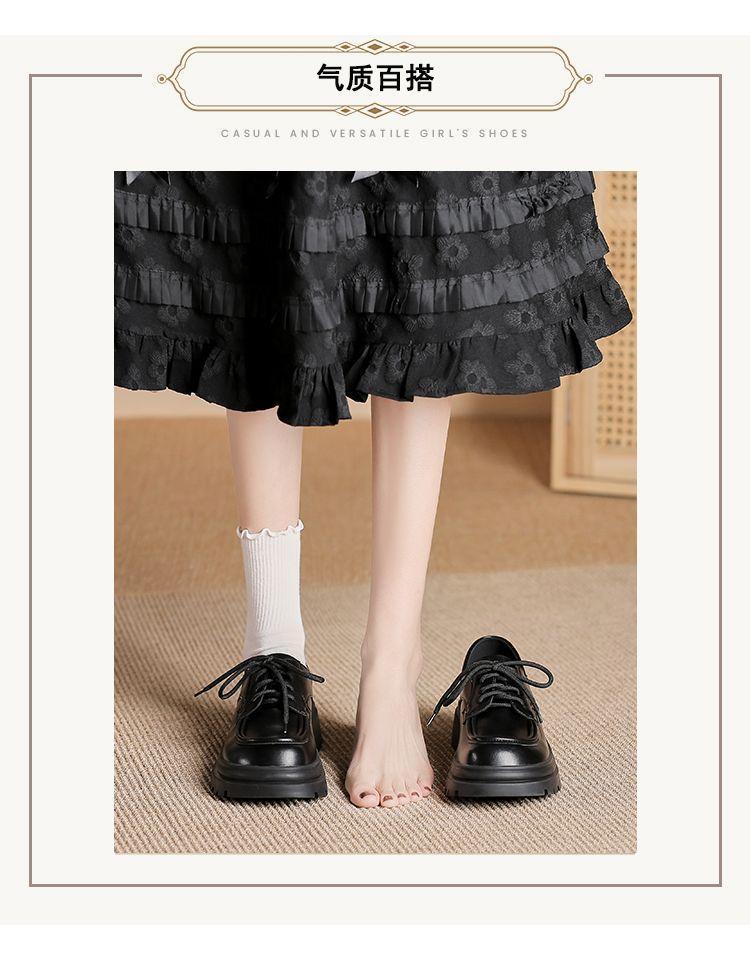 Product Introduction of Genuine Leather Loafers for Women 2024 Spring and Autumn New Soft Sole Thick Sole Lace-up Retro Single Shoes Versatile British JK Small Leather Shoes Women 5