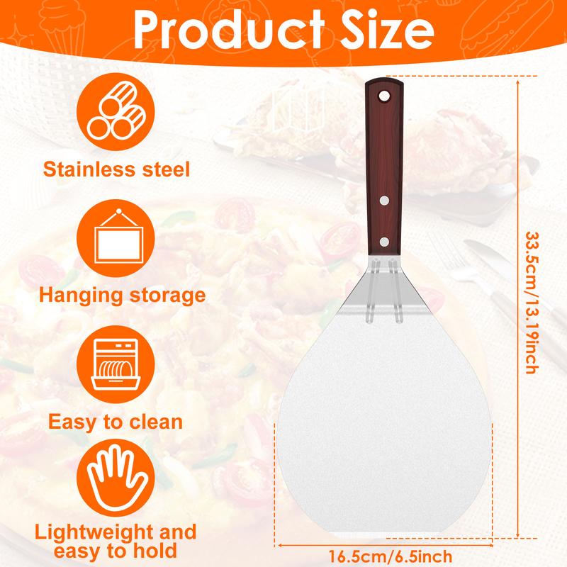 Stainless Steel Pizza Peel Metal Round Pizza Paddle Pizza Spatula with Wood Handle Cake Lifter Transfer Tray Pizza Shovel for Baking Homemade Pizza and Bread or Cheese Serving Tray 13.2x6.5inch Pp9kA 5