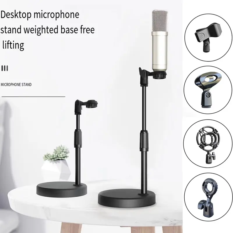 New base weighted disk microphone stand metal lifting rod desktop ...