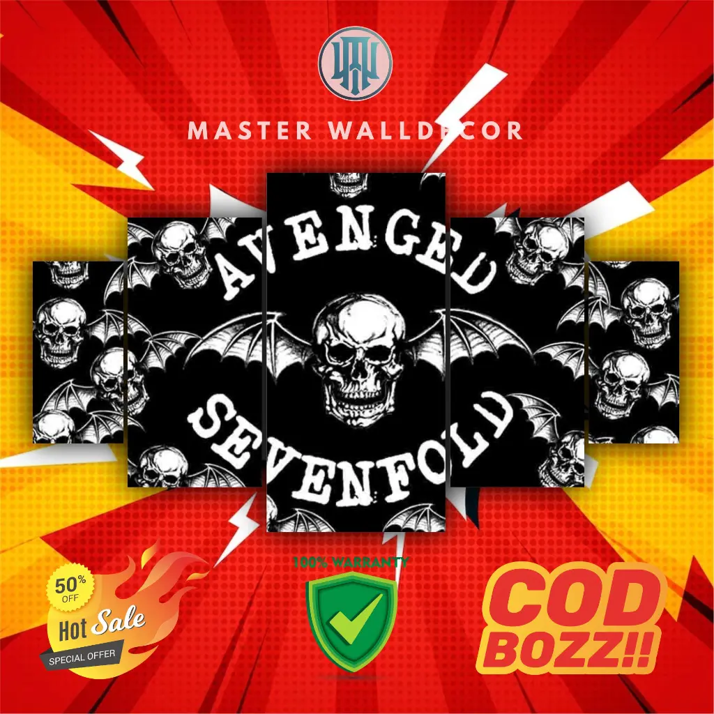 MASTER - Hiasan Dinding Poster Kayu AVENGED SEVENFOLD 1 Set Gantungan Besi Frame