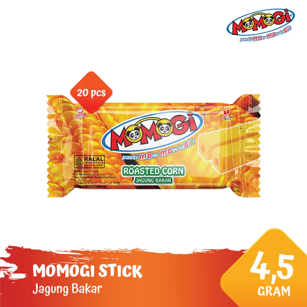 Momogi Stick Snack Makanan Ringan 4.5gr - Jagung Bakar [1 Box 20 Pcs]