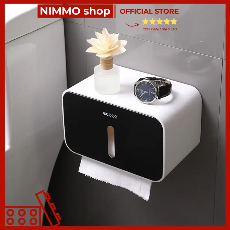 Hộp Đựng Giấy Vệ Sinh Chữ Nhật Dán Tường Cao Cấp Chống Nước, Tiện Lợi Nimmo Shop Nhà Tắm, Toilet 5