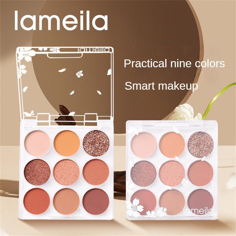  Bảng Phấn Mắt Kim Tuyến Kim Cương LAMEILA 9 Màu Lớp Hoàn Thiện Lì Ngọc Trai Phấn Mắt Màu Đất Lung Linh Lâu Trôi Mặt Tơ Tằm Đi nét Bút Bắt Sáng Không Thấm Nước Phấn Đánh Tạo Đường Viền Tự Nhiên Đĩa Trang Điểm Mắt Làm Đẹp 