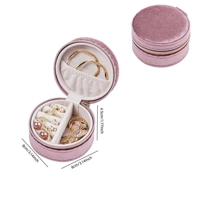 Product Introduction of Plush Travel Jewelry Box, 1 Count Portable Jewelry Case for Women and Girls, Jewelry Organizer Display Box for Necklace Earring Rings Bracelet 1