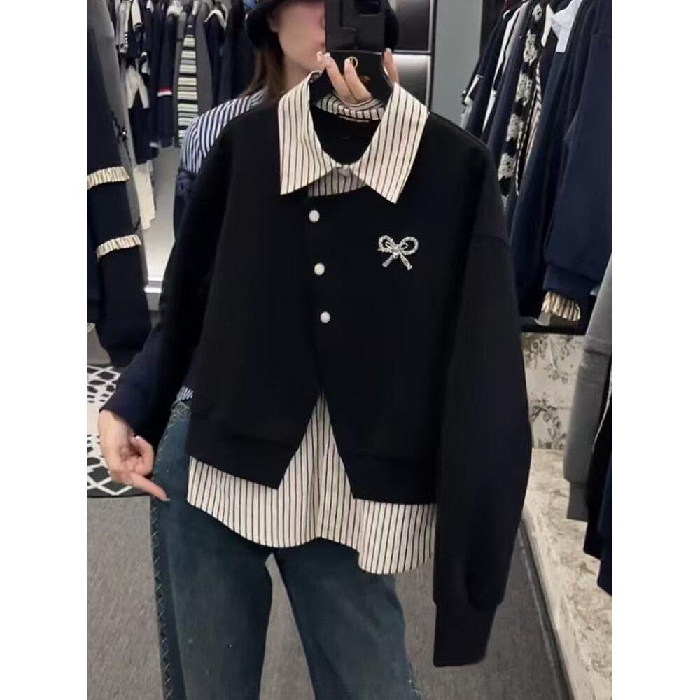 CHICMORE Kemeja lengan panjang dengan desain fashion dan efek dua potong