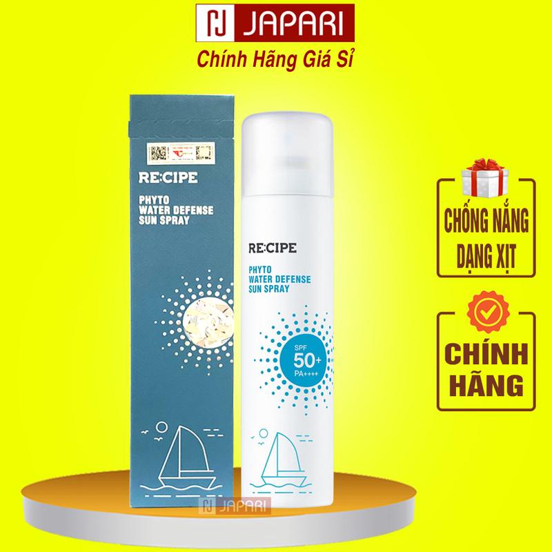 Xịt Chống Nắng Cho Da Mặt Và Body RECIPE 180ml - Kem Chống Nắng Dưỡng Ẩm, Chống Nước, Không Trôi Dành Cho Mọi Loại Da - Kcn Dạng Xịt Japari