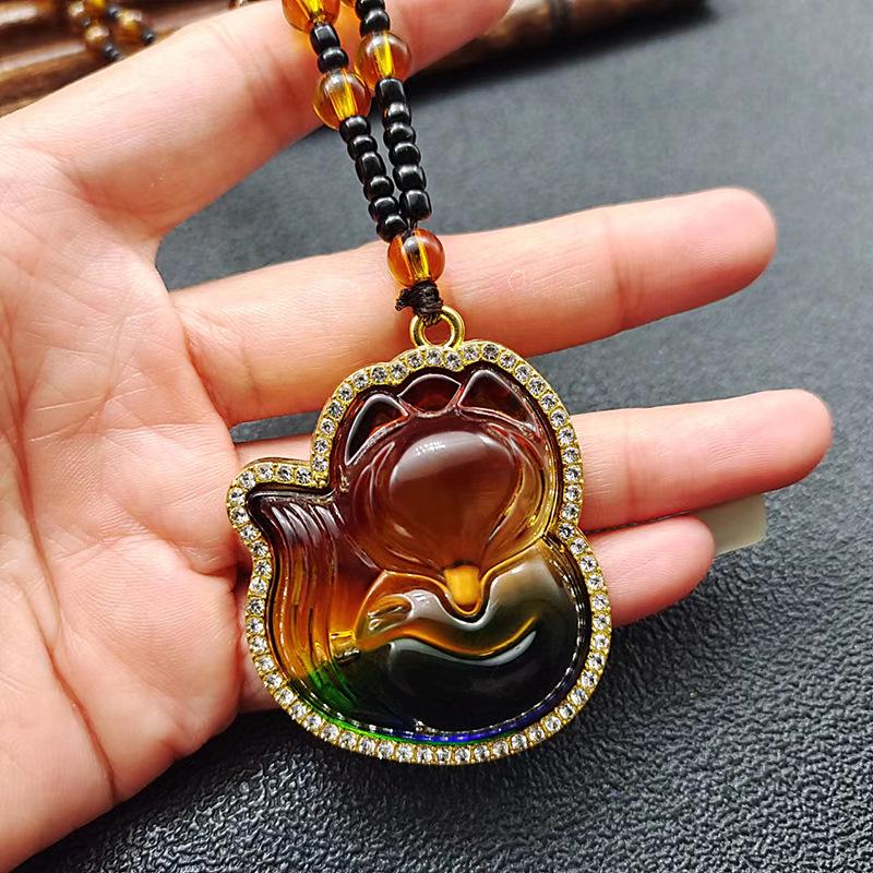 Mặt Dây Chuyền Hình Phật Quan Âm Bằng Thủy Tinh, Nhiều Màu Sắc, Thích Hợp Cho Mùa Thu Và Mùa Đông, Vòng Cổ Cáo Kim Cương, Dây Chuyền Áo Len Hoa Hồng Hợp Kim, Tuyệt Vời Làm Quà Tặng, Hàng Mới Về 5