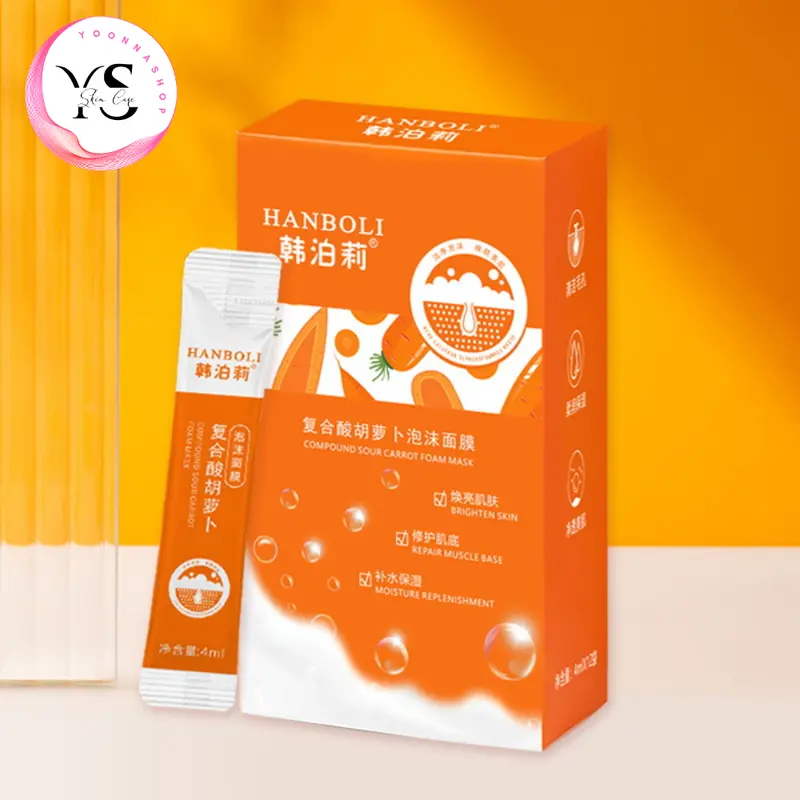 Hộp 12 gói Mặt nạ sủi bọt Hanboli – Làm sạch da, hỗ trợ kiểm soát dầu & se lỗ chân lông A164