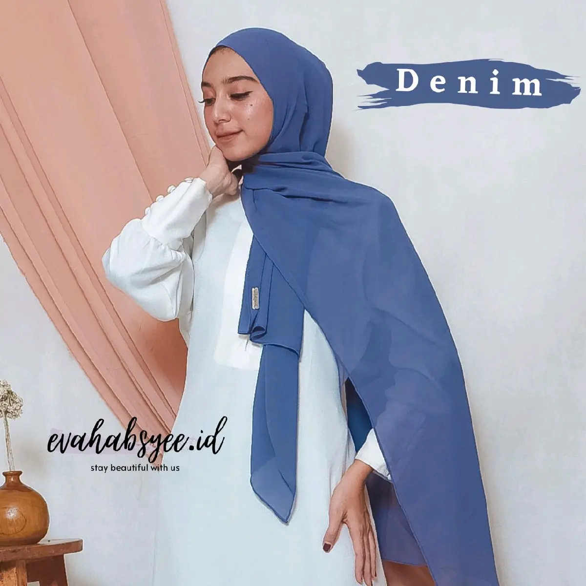 Pashmina Premium Biru Jeans Pashmina Denim Pashmina Abu jeans