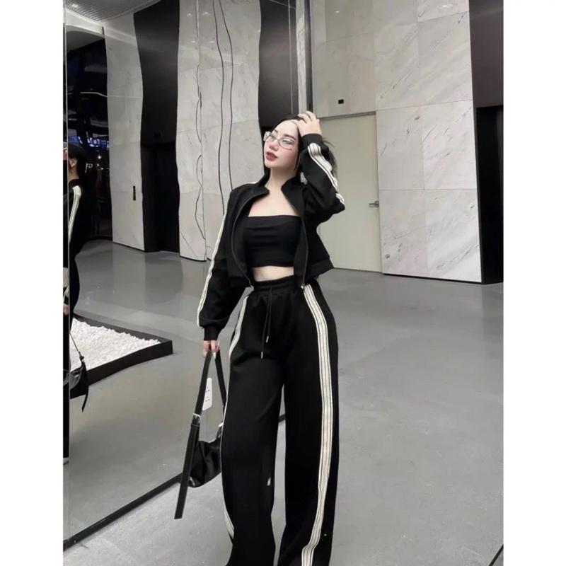 bộ nỉ nữ thu đông 3 món local brand chất vải nỉ bông cotton 3