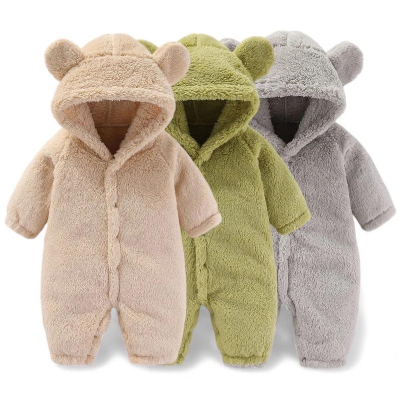 Áo liền quần Body Gấu Lông Cừu Sherpa Bộ đồ Liền Thân Bodysuit Bông Ấm Hàng Quảng Châu cho bé trai bé gái