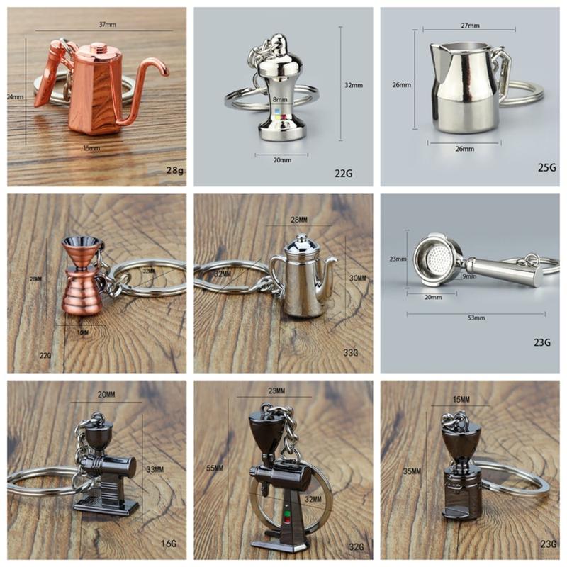 Dụng cụ pha cà phê sáng tạo 3D Móc chìa khóa Sữa bình quà tặng cà phê Dụng cụ pha cà phê Barista mini bằng kim loại Phụ kiện móc chìa khóa sáng tạo cho cô gái Quà tặng Women Hoa 1