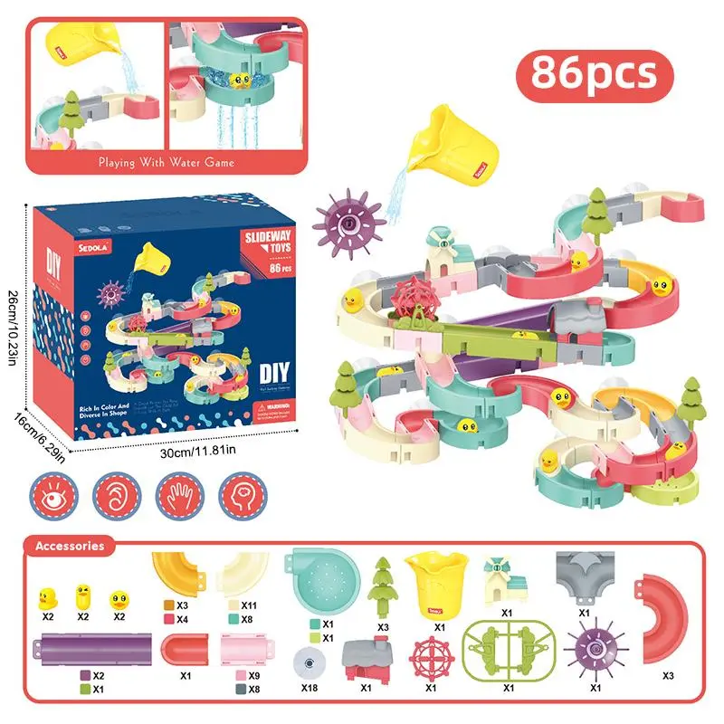 Colorful Slide Track Bath Toy, DIY Slide Track Bath Toy, Interactive Creative Bath Toy, Fun Bathing Toy for Kids 3