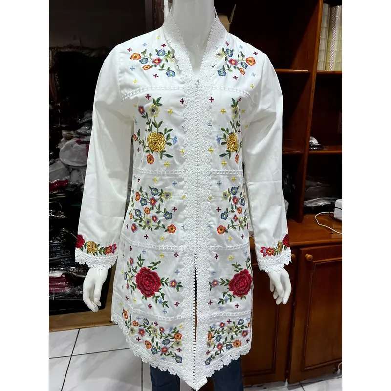 YUU - 1276 / 1278 kebaya alexuez tunik bordir kombinasi brukat premium putih tulang / tunik premium bordir timbul / tunik kebaya modern 3