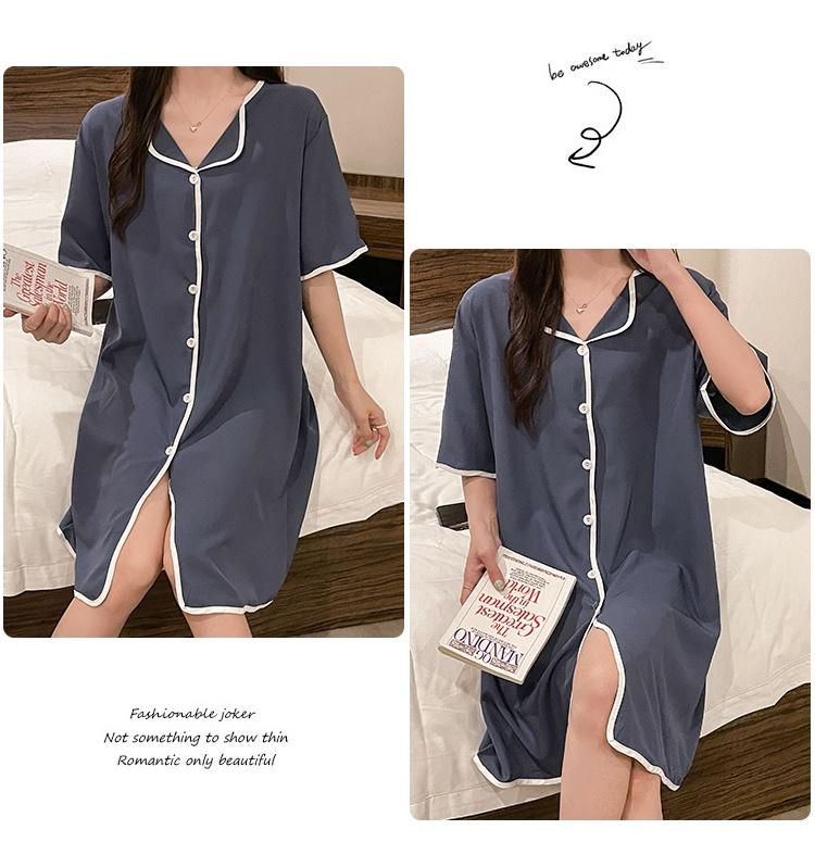 Product Introduction of Night dress Plus size Pyjamas Women Silk Pajamas dress Summer Short sleeve Sleepwear Woman Satin Home wear Thin M-4XL 6