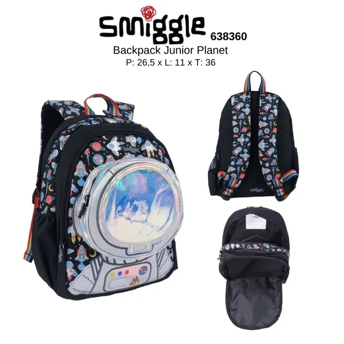 Tas Ransel Smiggle TK FLounder fish Car Cat - astronot black