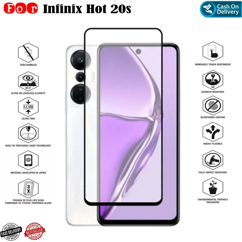 Paket 3in1 Tempered Glass Infinix Hot 20s Anti Gores Pelindung Layar dan Kamera Free Garskin 3