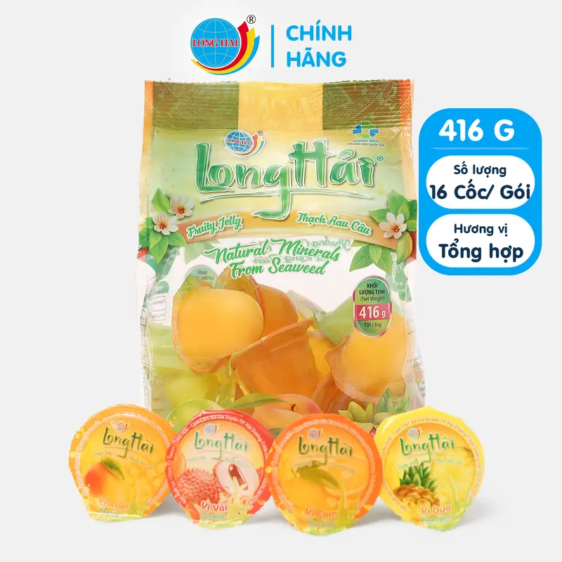 Thạch Rau Câu Long Hải Hương Vị Tổng Hợp Trọng Lượng Túi 416 G Ăn Vặt Snack Food Thức Ăn 0