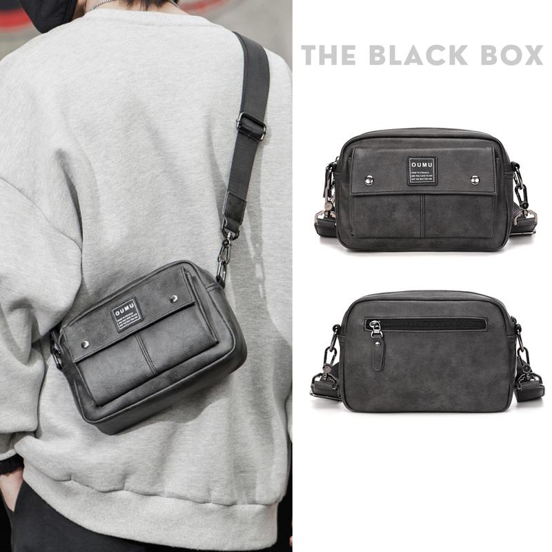 Túi Đeo Chéo Nam Da PU Màu Xám Xi Măng Cặp Đeo Vai Đi Chơi Dạo Phố Túi Xách Nam Phong Cách Street Wear Bag