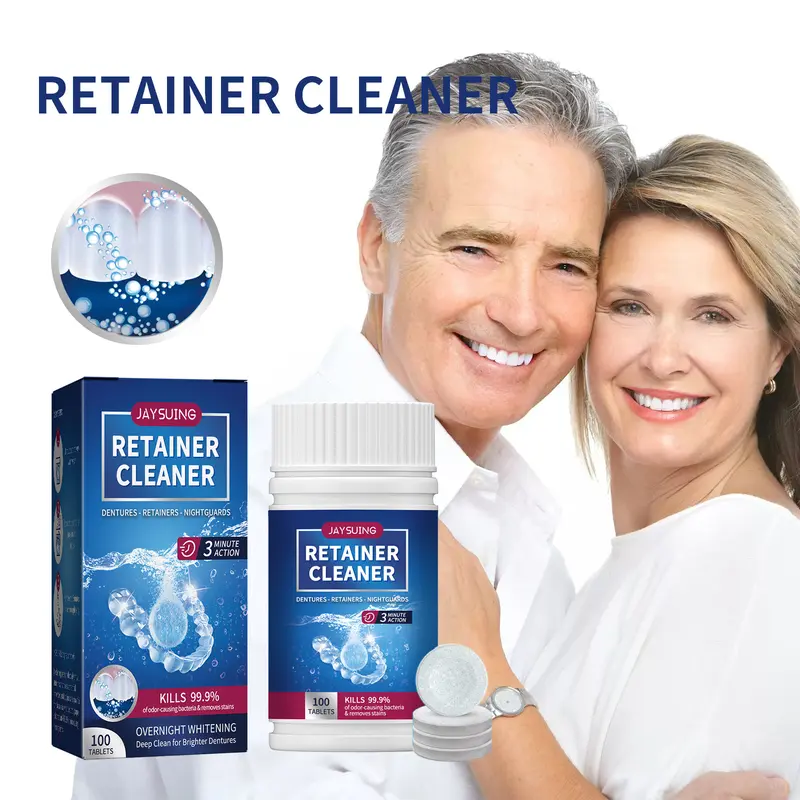 Jaysuing dentures cleaning tablets dazzle white dentures fresh breath oral care cleaning tablets 1