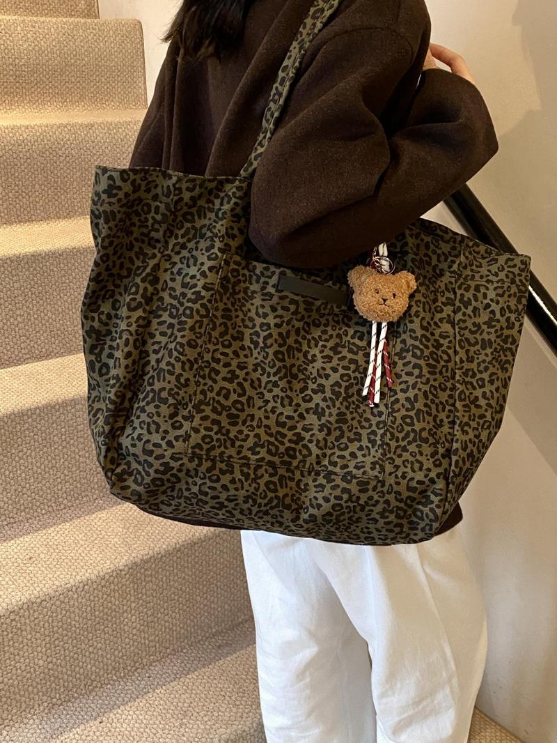 Product Introduction of Women's Fashion Leopard Pattern Tote Bag, Large Capacity Shoulder Bag for Daily Used, Casual Trendy Versatile High-quality Daily Commuting Bag, Girl Fashionable Bag 5