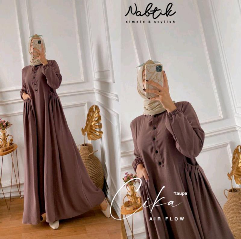 Product Introduction of R-dafa Gamis Warna Abu Model Terbaru Dan Kekinian Polos Crinkle Kantong Lembut Muslim Wanita Dewasa 5