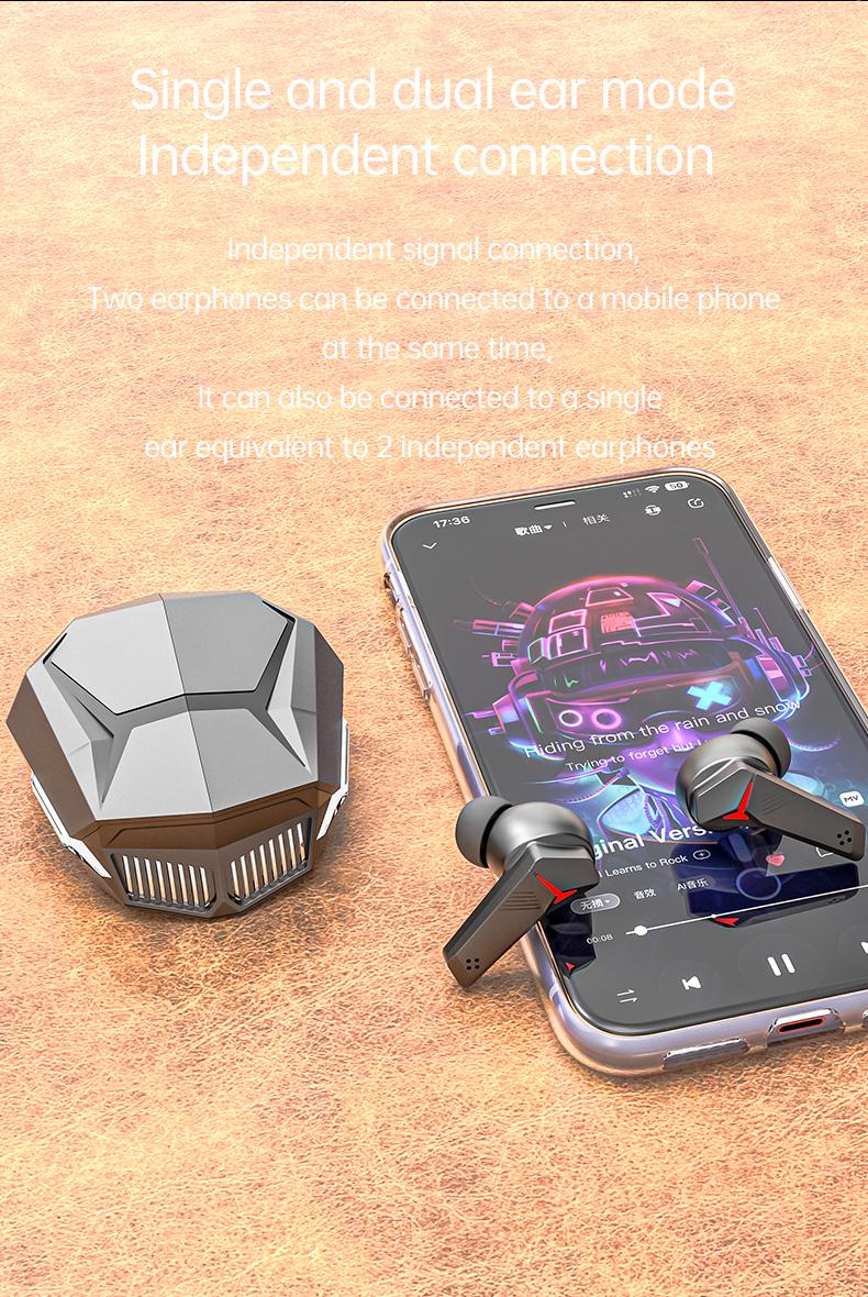 Product Introduction of Tai nghe bluetooth Gaming DX26 của có thiết kế hầm hố kèm nhiều công nghệ ENC,chồng ồn, chống nước 16