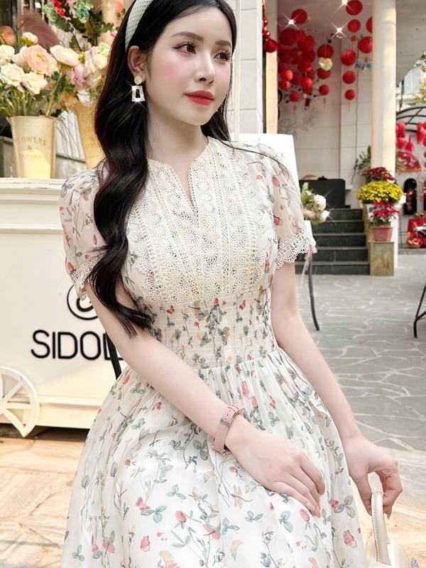 V5647 SẴN HỎA TỐC VÁY ĐẦM TƠ HOA ĐI TIỆC, VÁY ĐẸP HẸN HÒ, VÁY XINH DẠO PHỐ DRESS/WOMEN Voi Nhung Sen Voan Bo Chun 7