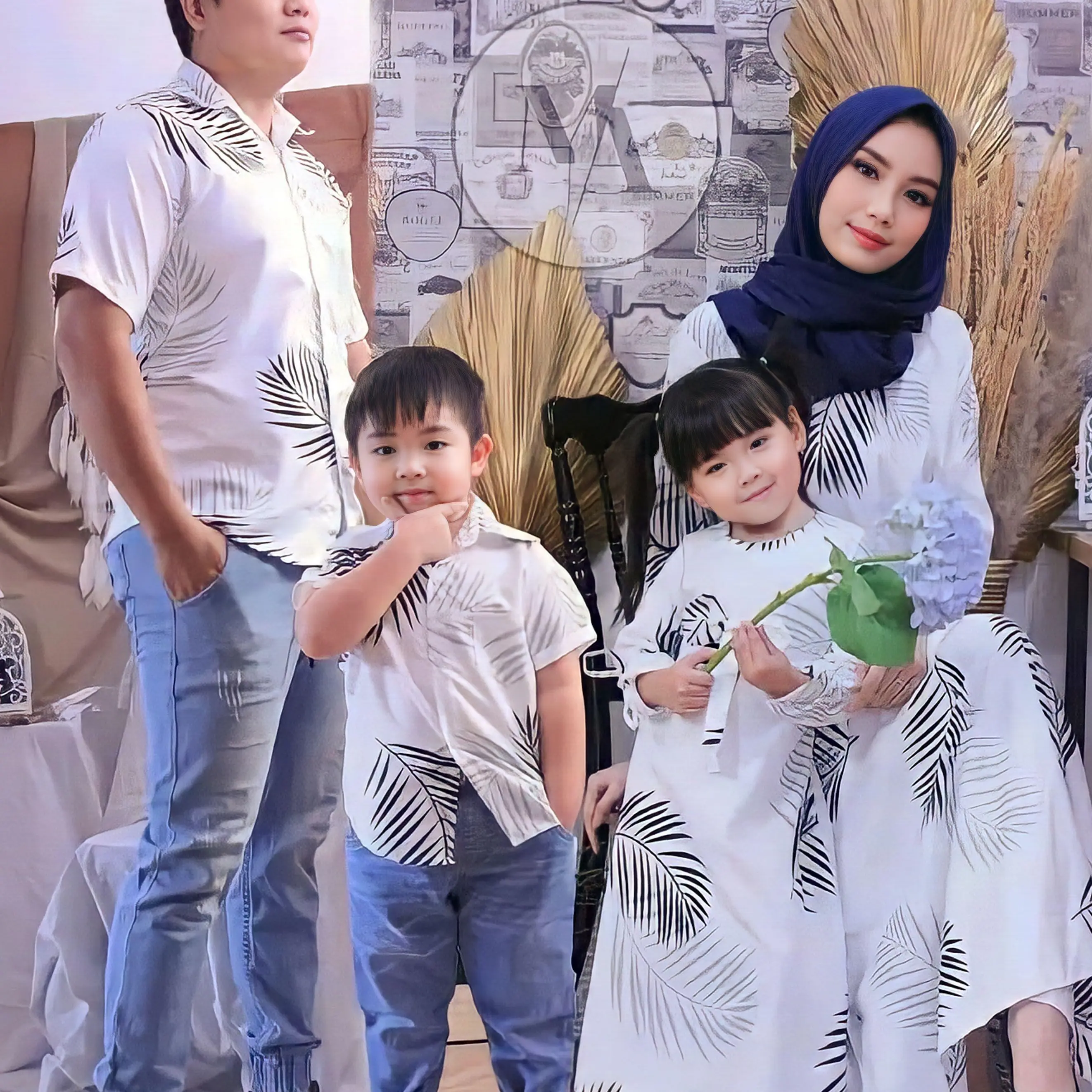 VS - mom & kid ( ibu dan anak) motif sarimbit gamis katun muslim baju Lebaran Kurta Wanita Dewasa