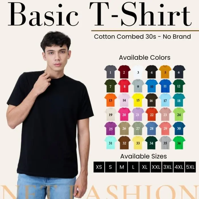 KAOS POLOS PRIA COTTON COMBED 30S - KAOS LENGAN PENDEK PRIA ROUND NECK REGULER FIT / Fashion Pria Dan Wanita Kaos Unisex NT AN H4