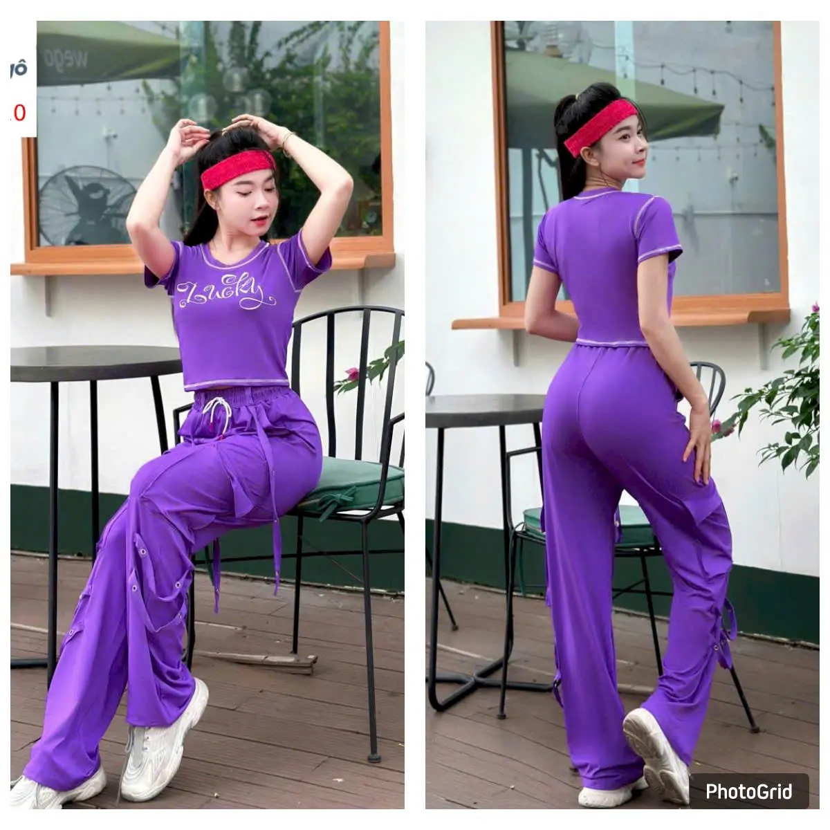 Bộ áo Croptop quần Jogger túi hộp ống suông - tập gym, yoga, nhảy jump,... - chất liệu thun co giãn tâp