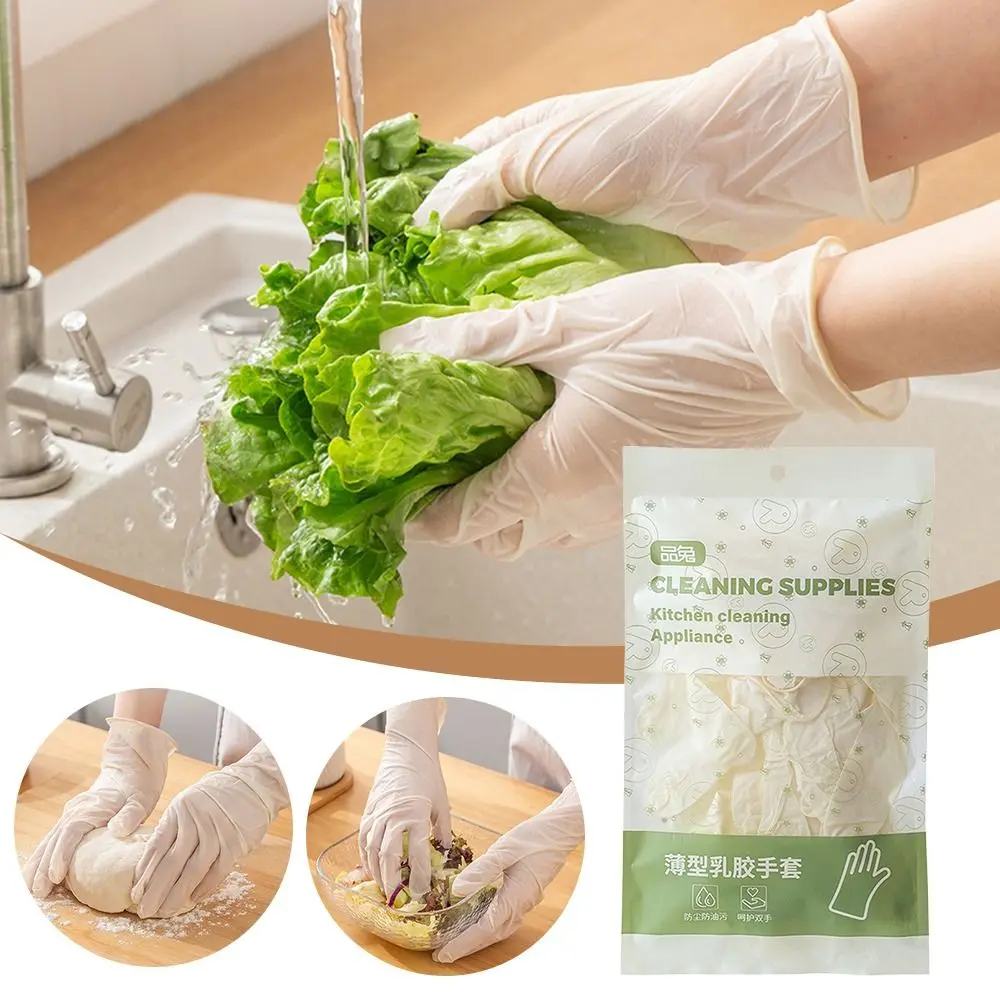 8Pcs New Waterproof Oil-Proof Disposable Gloves Tear-resistant Food Grade Latex Gloves Hand Protection Housework Gloves Kitchen Cooking
