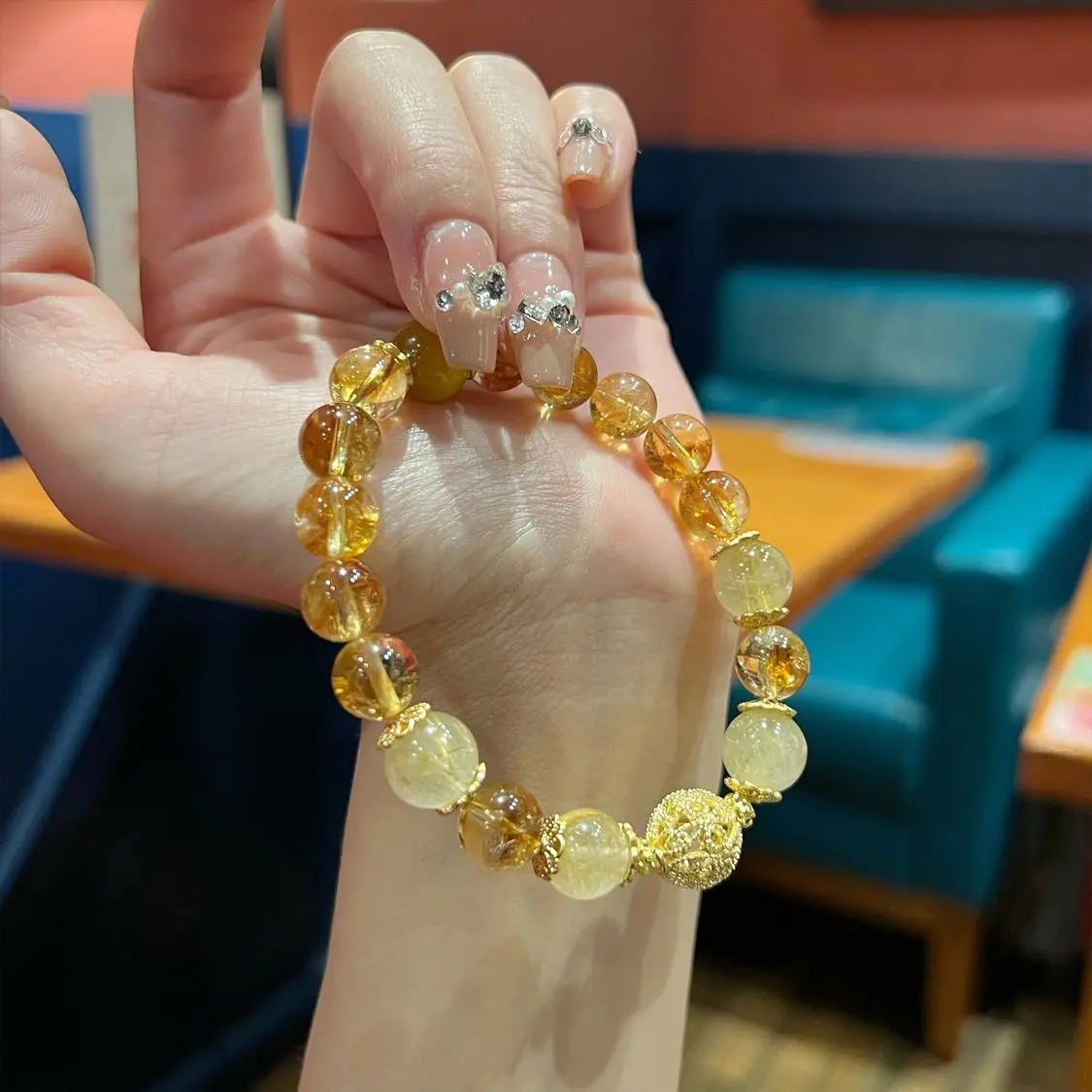 Original natural crystal bracelet gold hair crystal topaz gold tiger eye yellow tower crystal fortune explosion 2025 spring and summer new model