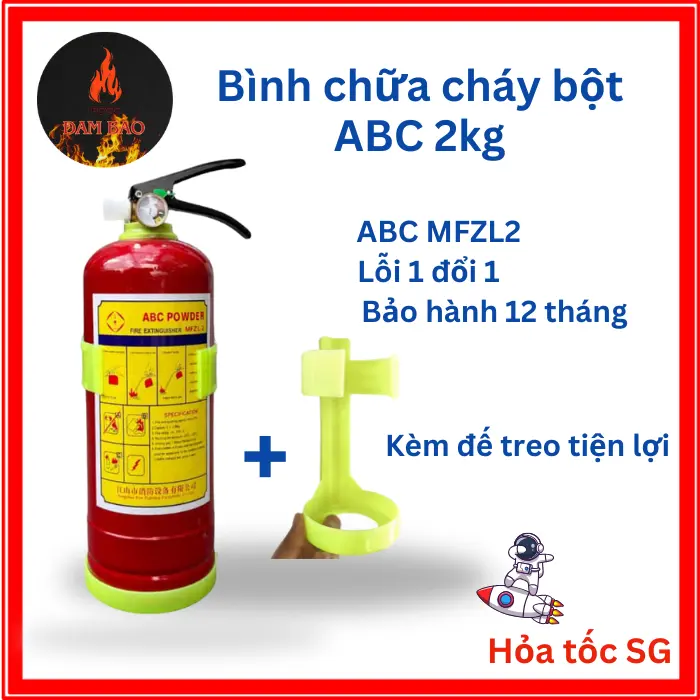 Bình chữa cháy ABC bột 2kg - Hiệu quả phun ≥ 6s - Phạm vi phun 2.5m