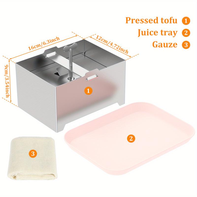 Food Grade Stainless Steel Tofu Press Kit: Adjustable Tofu Press, Detachable Mold, Drip Tray, Dishwasher Safe - Perfect for Home Tofu Making Kitchen Utensils 2