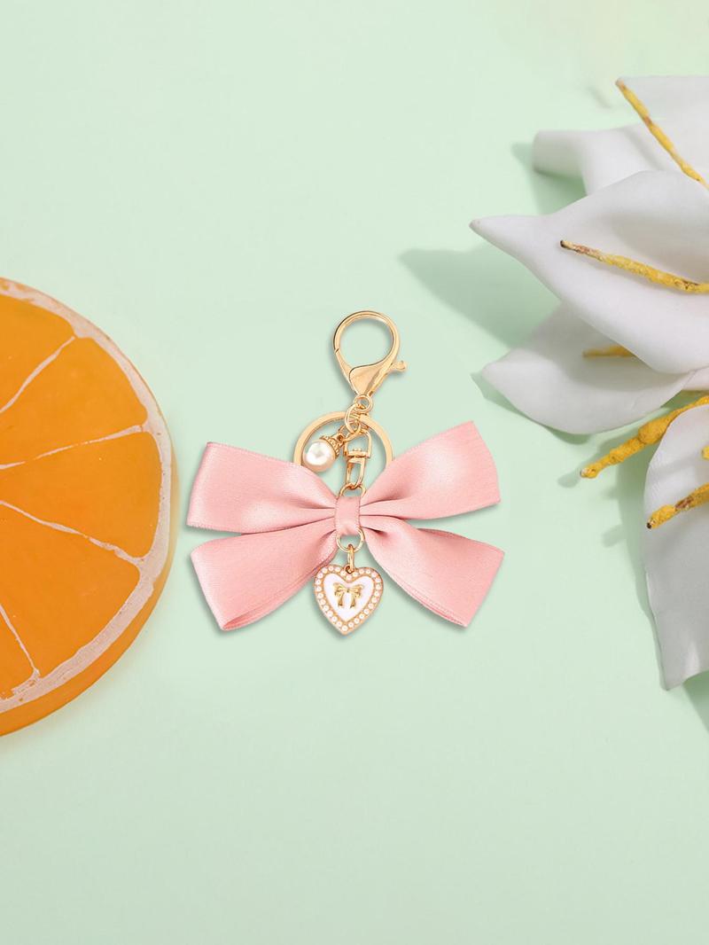 Product Introduction of Cute Bow & Heart Decor Keychain, Fashionable Keychain for Women & Girls, Trendy All-match Keychain for Birthday Gift 2