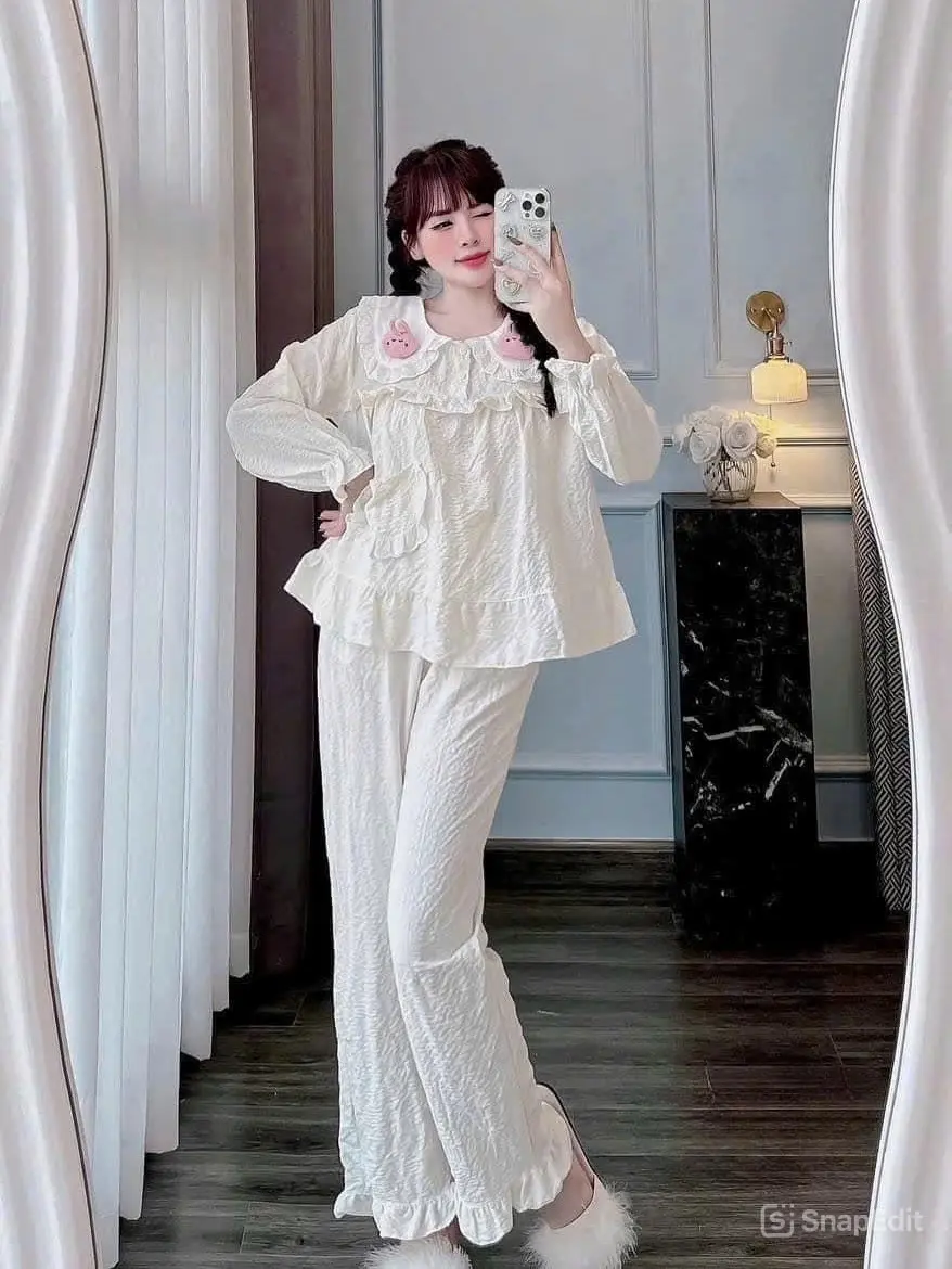 Bộ Ngủ Tiểu Thư Đũi Xốp Gấu Cao Cấp [ freesize 40-60]