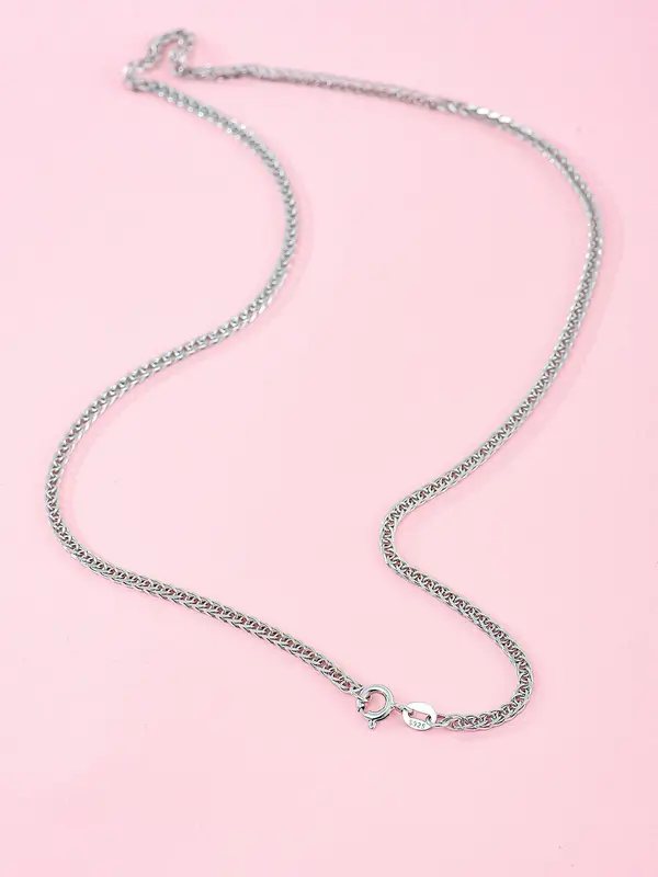 925 Sterling Silver Women's Simple Style Plain Color Necklace, Casual Trendy Chain Necklace, Fashionable Jewelry for Party & Daily Clothing Decor, Birthday Gift 6