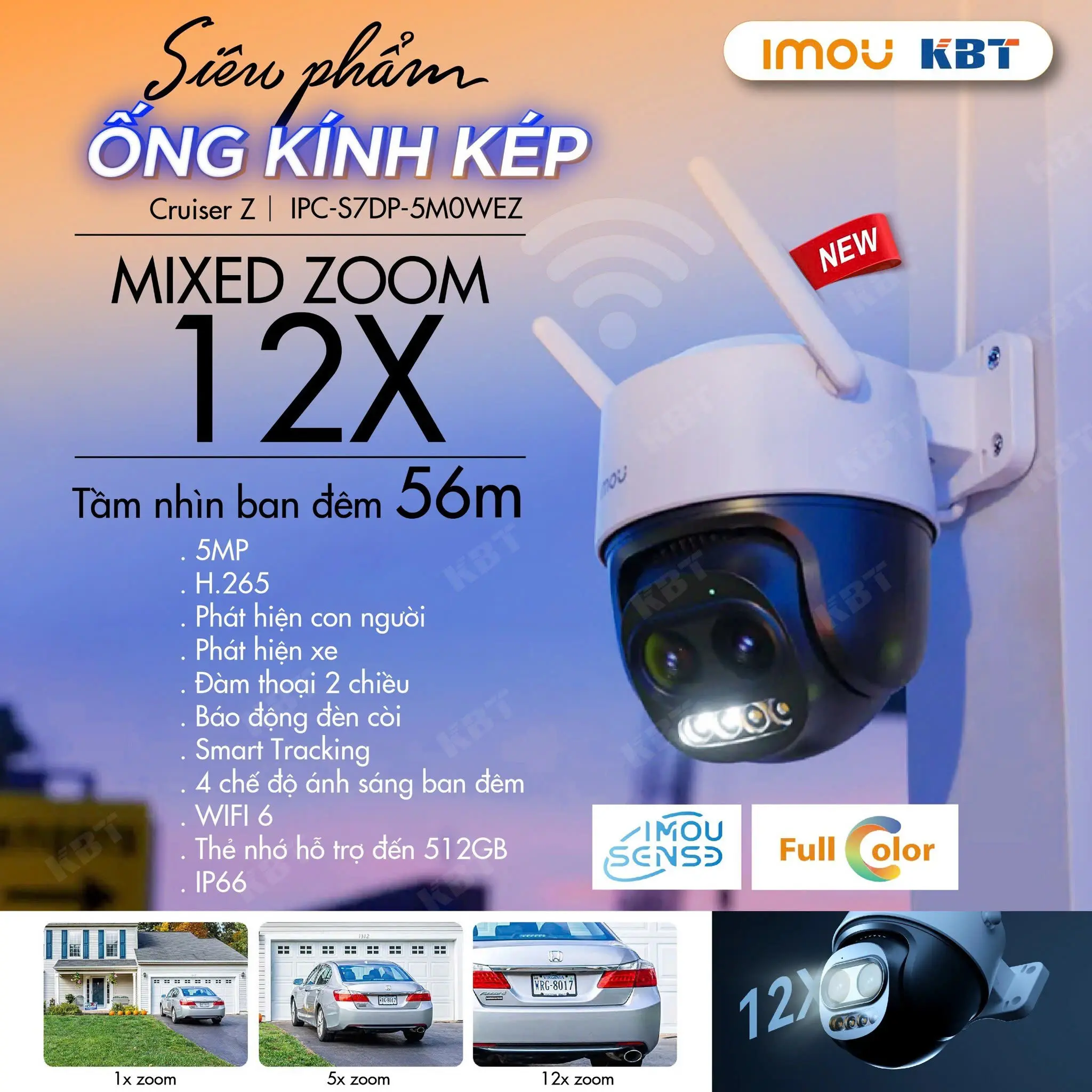 Camera Wifi quay quét zoom IPC-S7DP-5M0WEZ IMOU Cruiser Z 3K ZOOM 12X