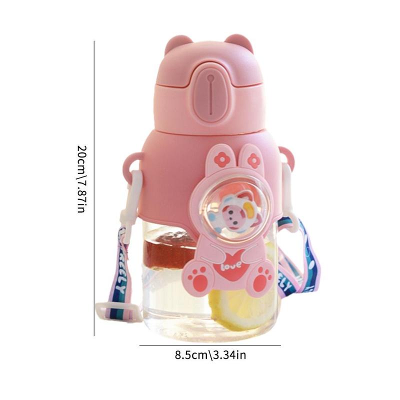 Product Introduction of Kawaii Children's Water Bottle With Straw And Shoulder Strap 600ml Cute Large Capacity Toddler Water Bottles 20