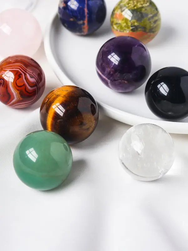 9-piece Set Natural Crystal Decoration, Mini Polished Ball, Energy Feng Shui Ball, Jewelry Accessories for Home & Office Decor 7