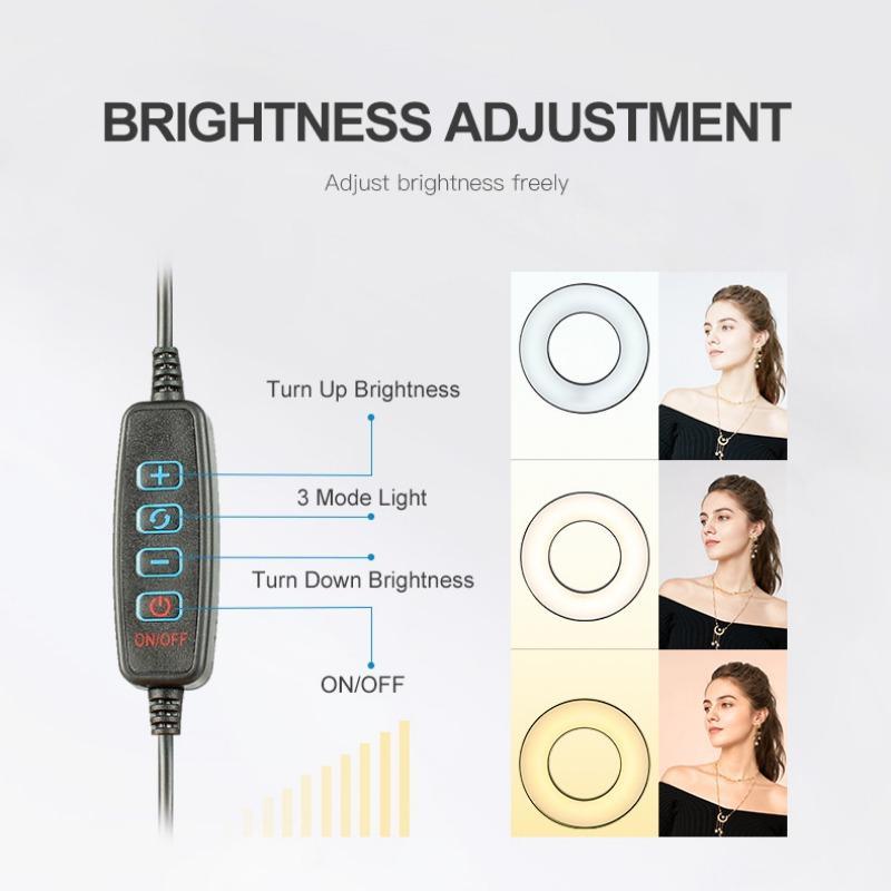 USB Powered Laptop Selfie Ring Light, 1 Set Selfie Fill Light with Tripod Stand, Fill Light for Makeup Video Photography, Live Streaming & Distance Learning 5