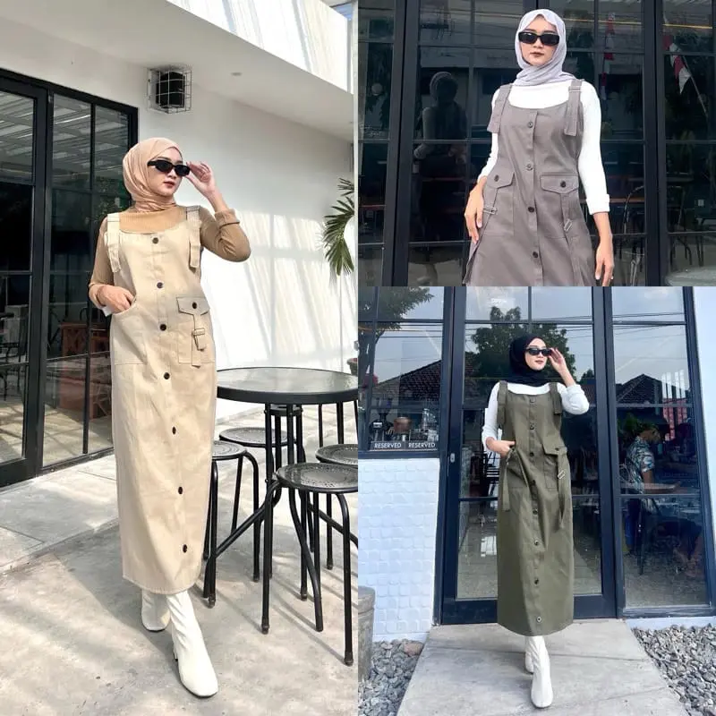 Overal Inara Cargo Katun Twil Stret Terbaru Ready langsung dari konfeksi Panjang Wanita